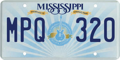 MS license plate MPQ320