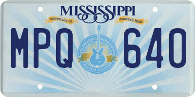 MS license plate MPQ640