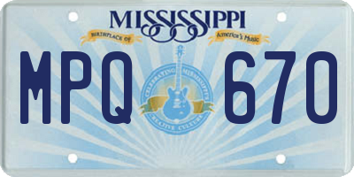 MS license plate MPQ670