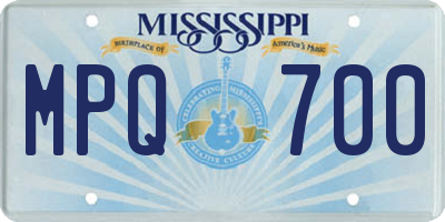 MS license plate MPQ700