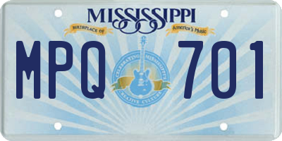 MS license plate MPQ701