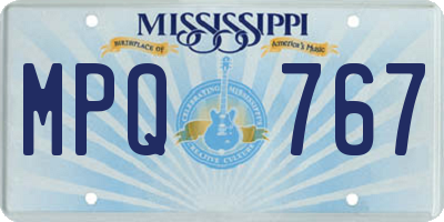 MS license plate MPQ767