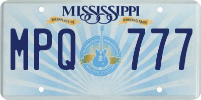 MS license plate MPQ777