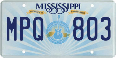 MS license plate MPQ803