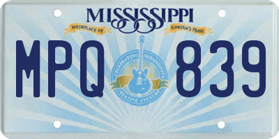 MS license plate MPQ839