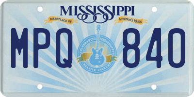 MS license plate MPQ840