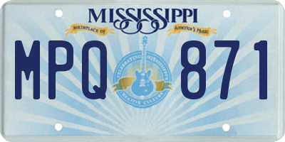 MS license plate MPQ871