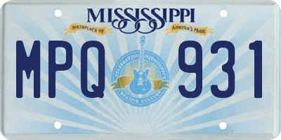 MS license plate MPQ931