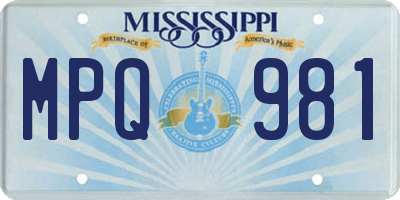 MS license plate MPQ981