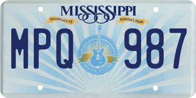 MS license plate MPQ987