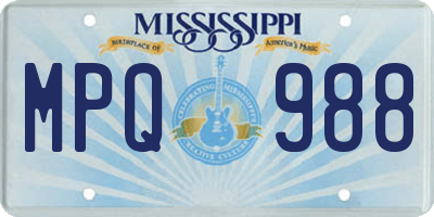 MS license plate MPQ988