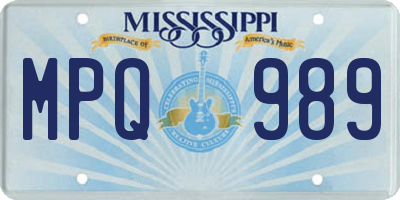 MS license plate MPQ989