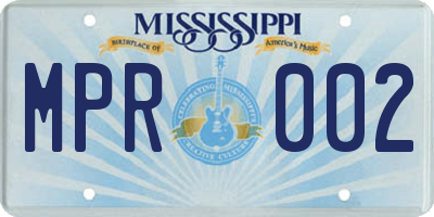 MS license plate MPR002