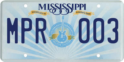 MS license plate MPR003