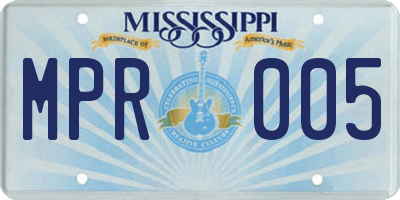 MS license plate MPR005