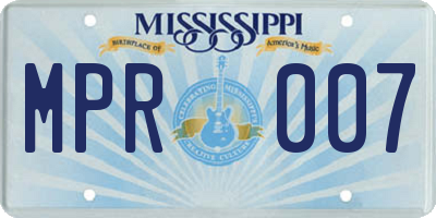 MS license plate MPR007