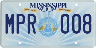 MS license plate MPR008