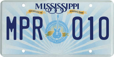 MS license plate MPR010