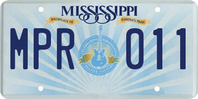 MS license plate MPR011