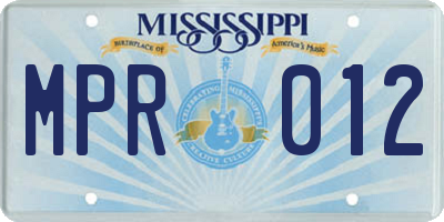 MS license plate MPR012