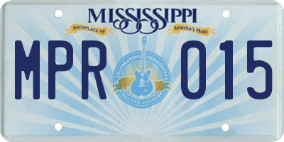 MS license plate MPR015