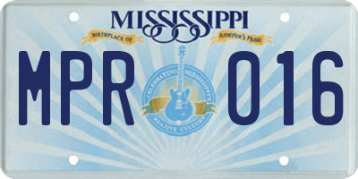 MS license plate MPR016