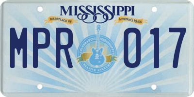 MS license plate MPR017