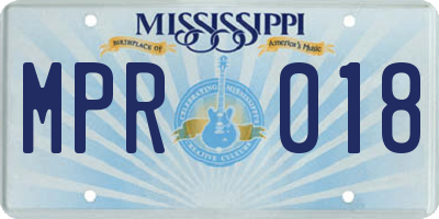 MS license plate MPR018