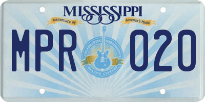 MS license plate MPR020