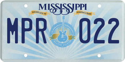 MS license plate MPR022