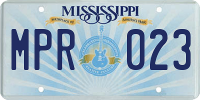 MS license plate MPR023