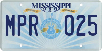 MS license plate MPR025