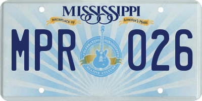 MS license plate MPR026