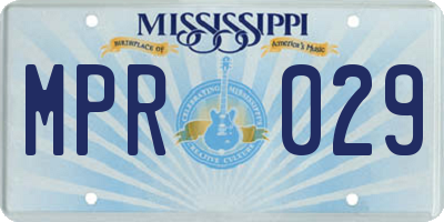 MS license plate MPR029