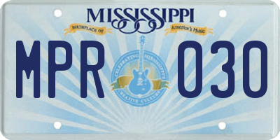 MS license plate MPR030