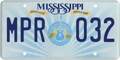 MS license plate MPR032