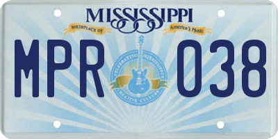 MS license plate MPR038