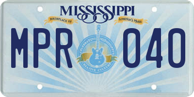 MS license plate MPR040