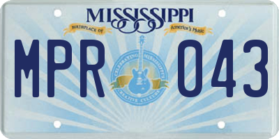 MS license plate MPR043