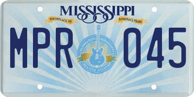MS license plate MPR045