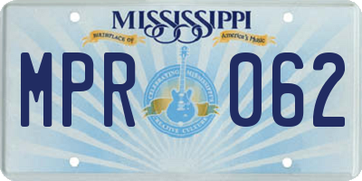MS license plate MPR062