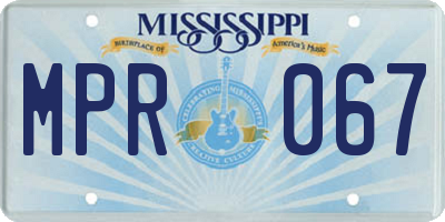 MS license plate MPR067