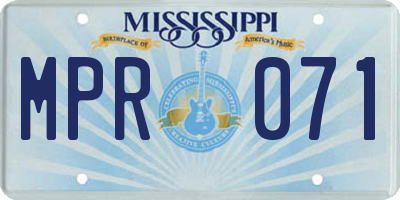 MS license plate MPR071