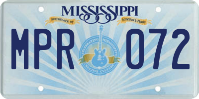 MS license plate MPR072