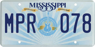 MS license plate MPR078