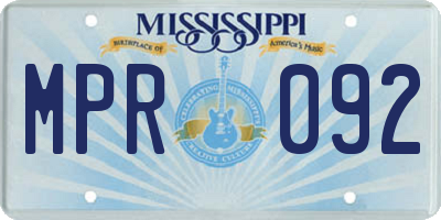 MS license plate MPR092