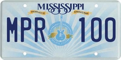 MS license plate MPR100