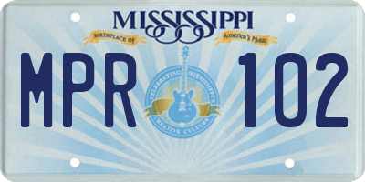MS license plate MPR102