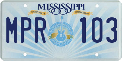 MS license plate MPR103