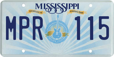 MS license plate MPR115